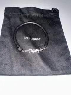SAINT LAURENT ブラックレザーブレスレットのサムネイル