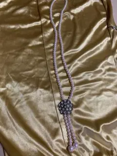 ピンクホワイトパール風ネックレス　ストーンモチーフmadeinThailand