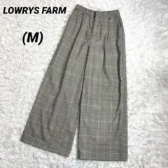 ローリーズファーム　チェック柄イージーワイドパンツ　グレー　千鳥格子　M