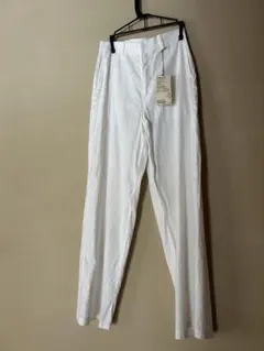 無印　ヘンプ混ストレッチストレートパンツ　アイボリー　Sのサムネイル