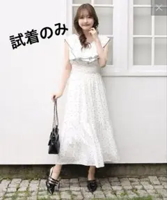 NICE CLAUP バックリボンティアードワンピース ドット ナイスクラップ 