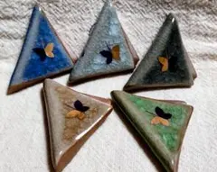 有田焼（福岡県） 金箔蝶柄　三角形箸置き5個セット