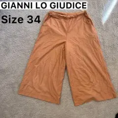 ジャンニロジュディチェ　ワイドパンツ　アングル丈　ブラウン　ウエストゴム　S