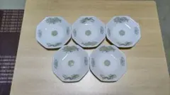 신품 미사용 信峰陶苑 中華八角皿 ５客 炒飯皿 龍 鳳凰 唐草 深皿 美濃焼