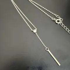 シルバー ロングネックレス ダイヤモンド風