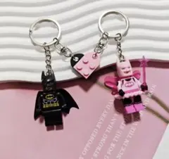 LEGO 風キーホルダー　バットマン 2個セット☆ペア☆