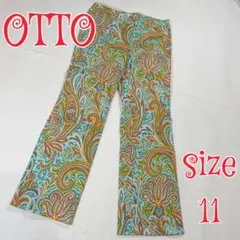 OTTO ペイズリー柄 フレアパンツ サイズ11 グリーン系 オットーのサムネイル