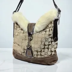COACH Soho Fur Trim Signature Y2K Bag