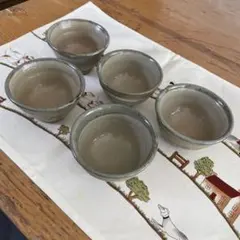 陶器製湯飲み 5個セット グレー系