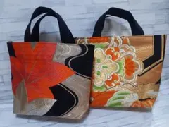 ハンドメイド帯リメイクバックトートバッグ2点No.14