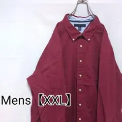 L73【US輸入】トミーヒルフィガー　長袖シャツ【メンズXXL】えんじ