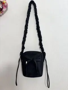 WEGOウィゴーリボンギャザーミニショルダーバッグ　ブラック
