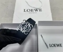 LOEWE ロエベ アナグラム レザーベルトブラック シルバーバックル メンズのサムネイル
