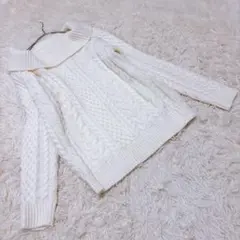 INGNI イング （M） 長袖　ニット　セーター　ケーブル編み　オフホワイ