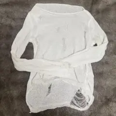 ダメージニット　ホワイト　フリーサイズ