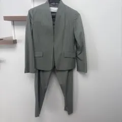 ABAHOUSE ストライプ ノーカラー パンツスーツ