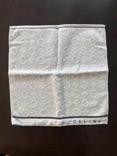 CELINE ロゴ入り パープルタオルハンカチ