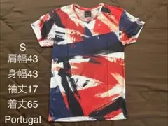 ZARA MAN ザラマン ペイント 総柄 クルーネック半袖Tシャツ S