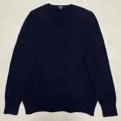ユニクロ　カシミヤ　Vネック　セーター　ネイビー　XLサイズ