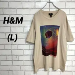 H&M エイチアンドエム　FOCUSカットソープリントTシャツ　L 春夏向け