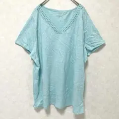 タルボット 大きいサイズ 綿100% Vネック レース Tシャツ 半袖 2XLのサムネイル