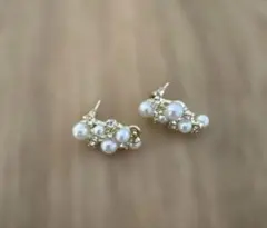 パール ゴールド スタッドピアス