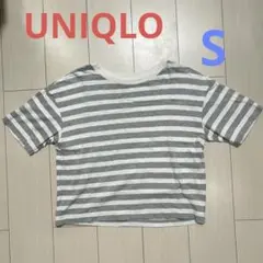 ユニクロ Tシャツ ボーダー グレー 灰色 S 半袖