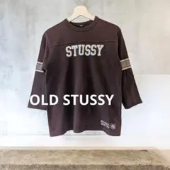 【希少】OLD STUSSY 7分袖 フットボールTシャツ ISTロゴ ブラウン