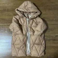 ZARA ベージュ ピンクキルティングダウンコート サイズ7
