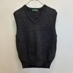 Vネック　ベスト　ニット　 ダークグレー L ヨ79