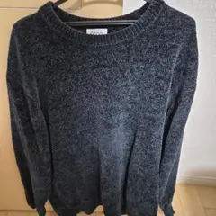 ダークグレー クルーネックニット 4L