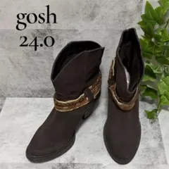 GOSH ゴッシュ 本革 ショートブーツ 編み込みベルト チャンキーヒール