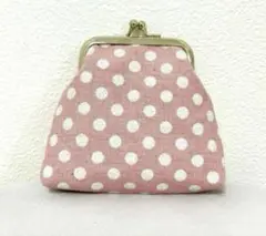 ハンドメイド　がま口財布　ポーチ　小銭入れ　小物入れ　コインケース　ドット柄