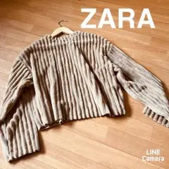 お値下げ不可　ZARA フリースプリーツショート丈ニット　ベージュ