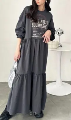 FIRSTMOODコラボ　ピグメント風グラフィックティアードワンピ―ス
