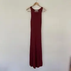 ZARA サマーワンピース　バーガンディ ノースリーブ ロングワンピース