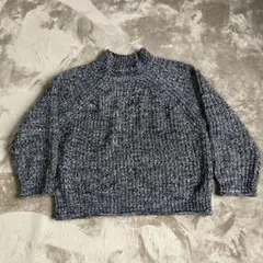 黒と白のツイードニット XL