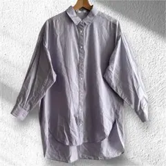 ROSEBUD スリット入ストライプ長袖オーバーサイズシャツパープルXピンクのサムネイル