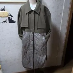 新品未使用カーキ フリース ナイロン ロングコート