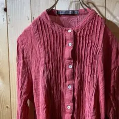 ss4655 ザラベーシック 長袖シャツ チュニック スタンドカラー 赤 M