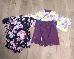 花柄浴衣風80cm・着物風ロンパース90cm