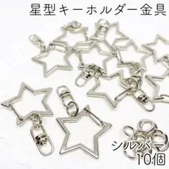 【r16】星型キーホルダー金具（回転カン付き・ナスカン）シルバー 10個