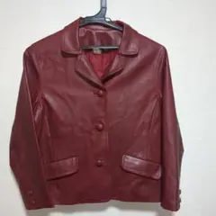 美品 希少カラー✨ イタリア製 羊革 トロトロ レザーテーラードジャケット 赤 Haruf 本革 シングルライダースジャケット レザージャケット 革