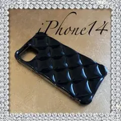 ⋱⋰ 在庫処分‼︎ iPhone14♡エナメル黒×キルティングスマホケース⋱⋰