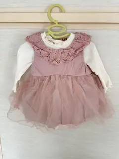 petit main ピンク フリル付き ワンピース 80cm