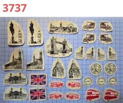 3737　布シール　ロンドン　ベージュ