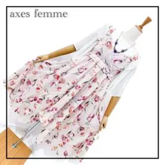 【axes femme】 チューリップ柄 ジャンスカ ワンピース 花柄 春服