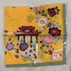 新品未使用 沖縄 琉球紅型 ハンカチ 大判 バンダナ 黄色 伝統工芸 ていさーじ