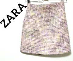 ZARAザラ ピンク系ツイードミニスカート