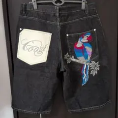 38インチ COOGI デニムハーフパンツ オウム刺繍 南国 リゾート気分のサムネイル